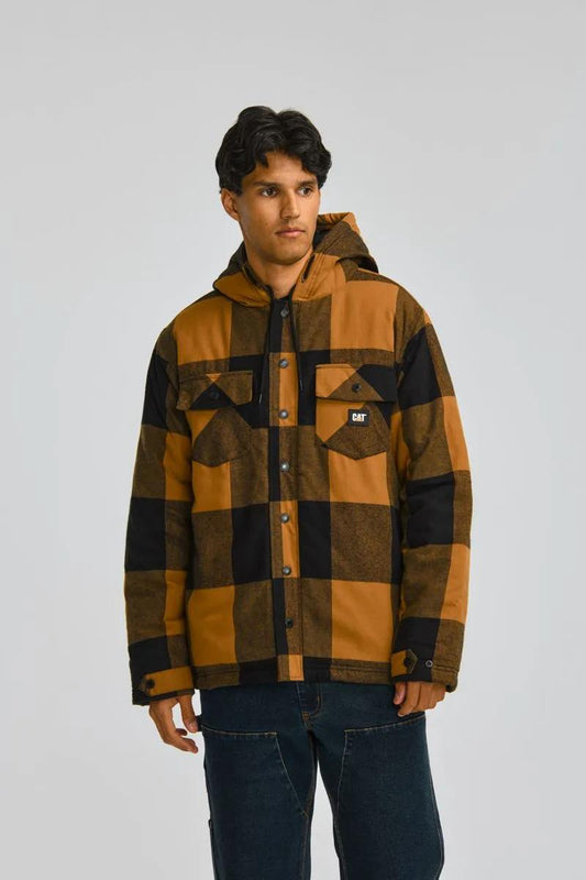 Men's Hooded Flannel Shirt Jacket - Cat Footwear Sale|Men