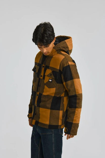 Men's Hooded Flannel Shirt Jacket  - Cat Footwear Sale|Men
