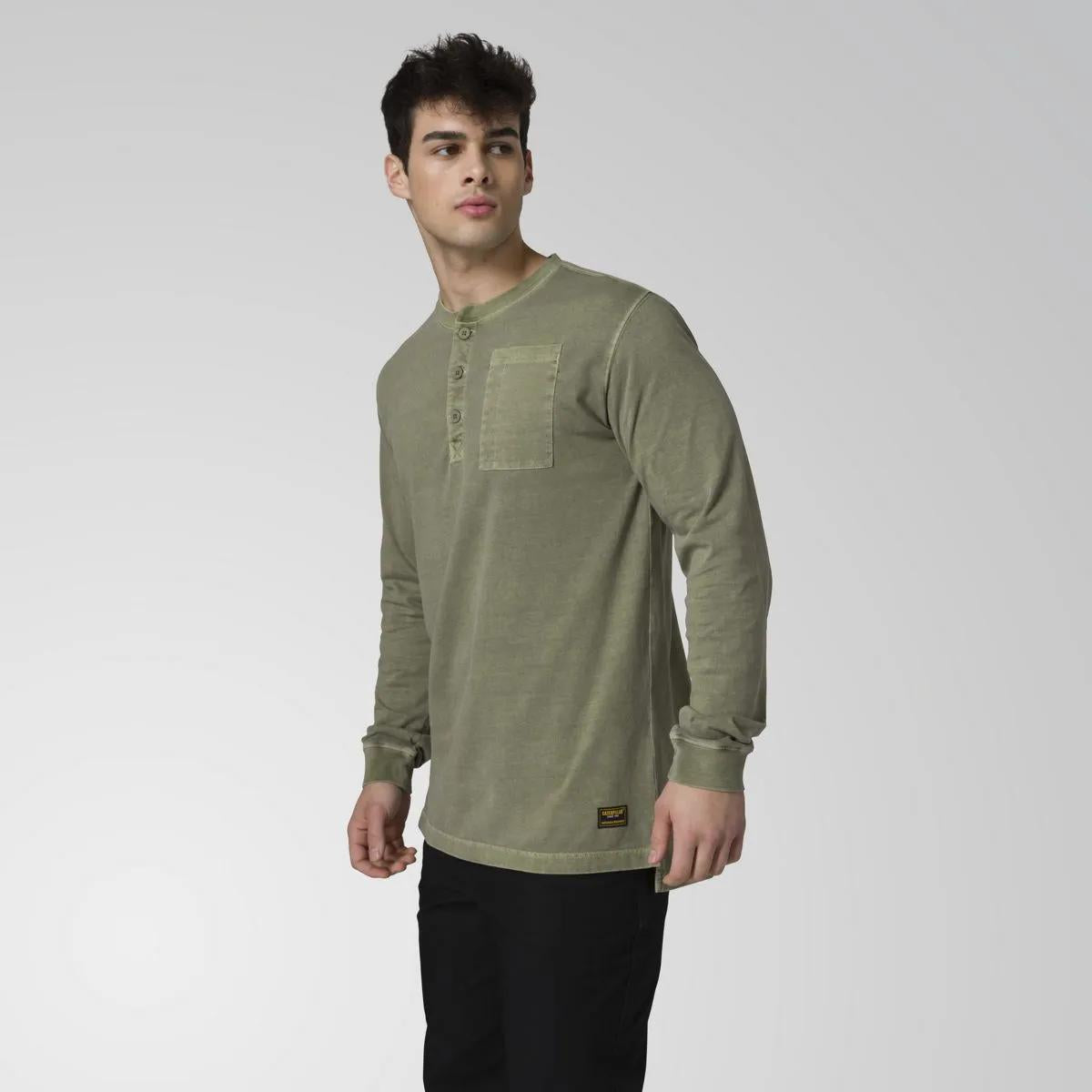 Men's Pigment Dye Long Sleeve Henley  - Cat Footwear Men