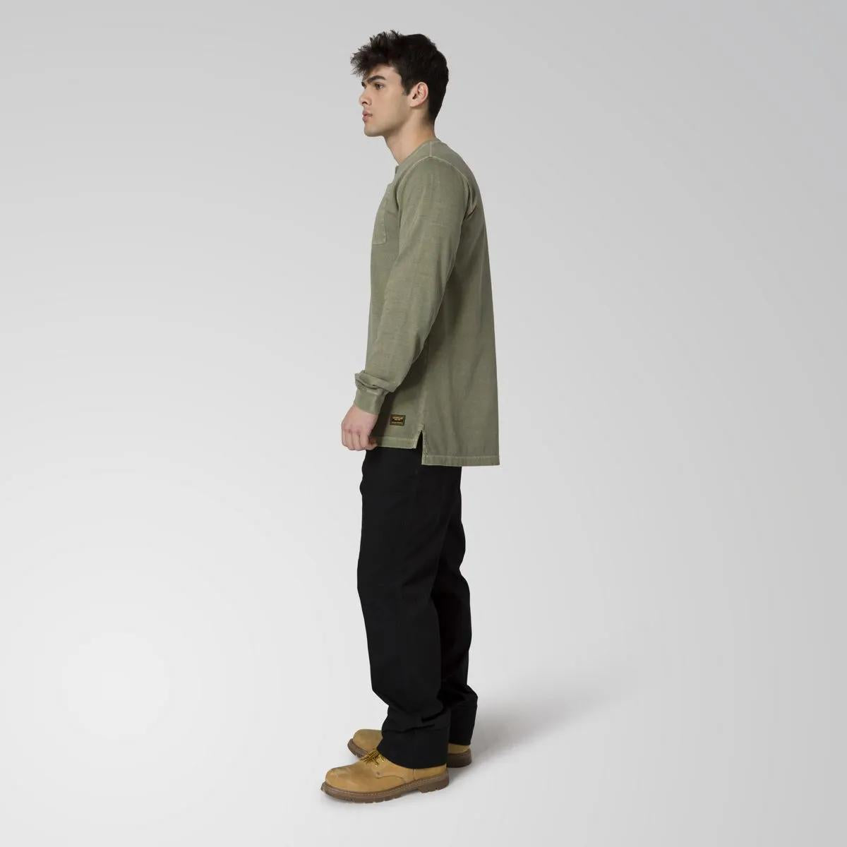 Men's Pigment Dye Long Sleeve Henley  - Cat Footwear Men